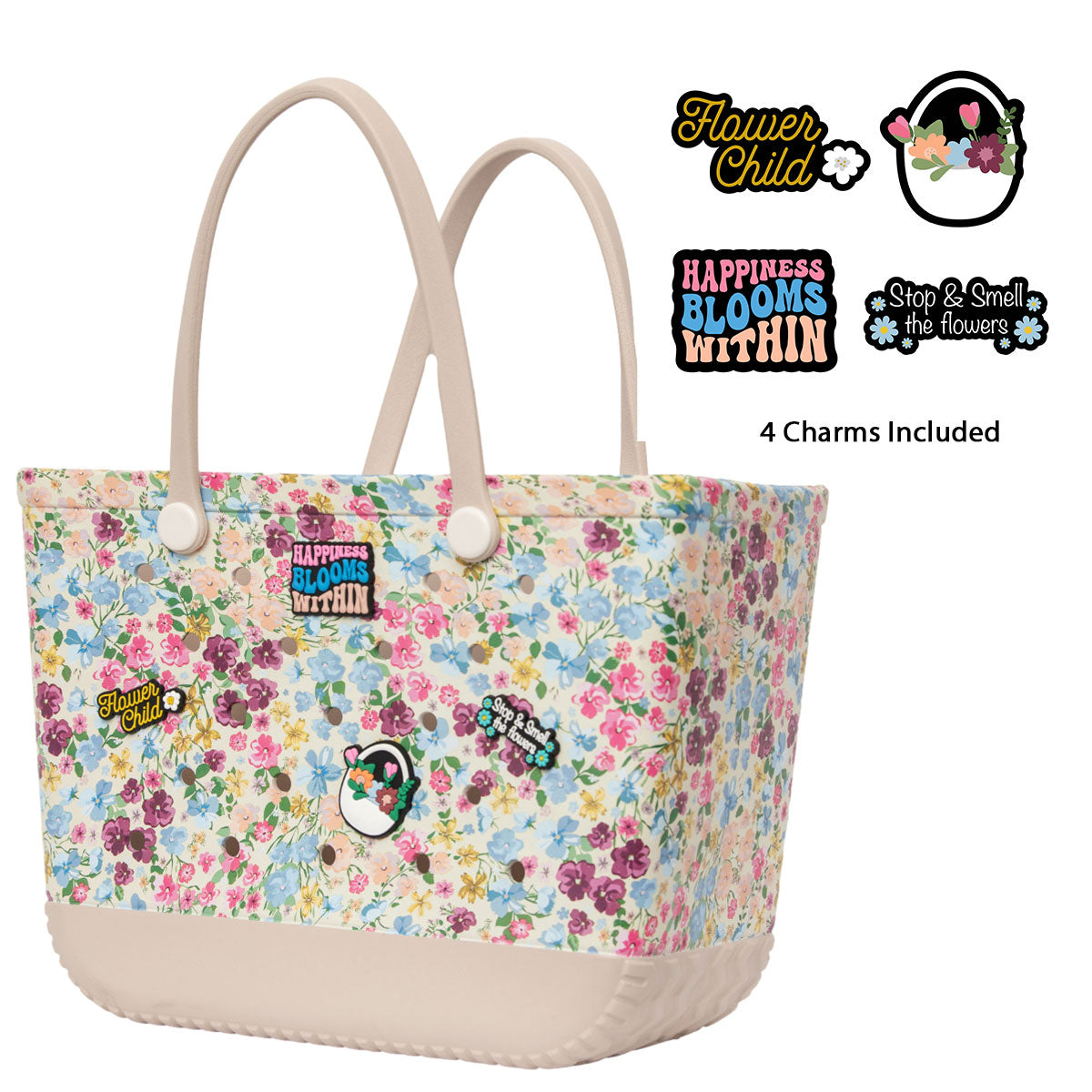 Flower Printed Large Beach Tote Bags (12 units) –